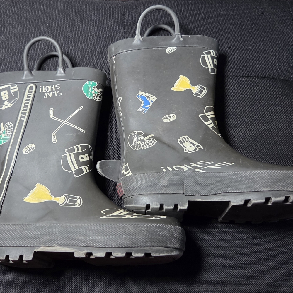 Carter's Black Kids Rain Boots with Sports Theme